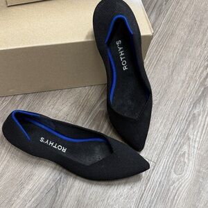 Rothy's Black Flats with Blue Trim size 6